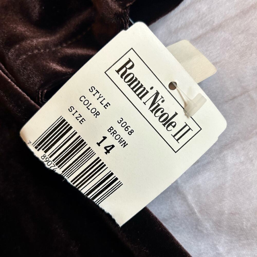 NWT Vintage Ronnie Nichole Velvet midi shift dress Whimsigoth Dark brown 14 W​​ - Picture 5 of 6